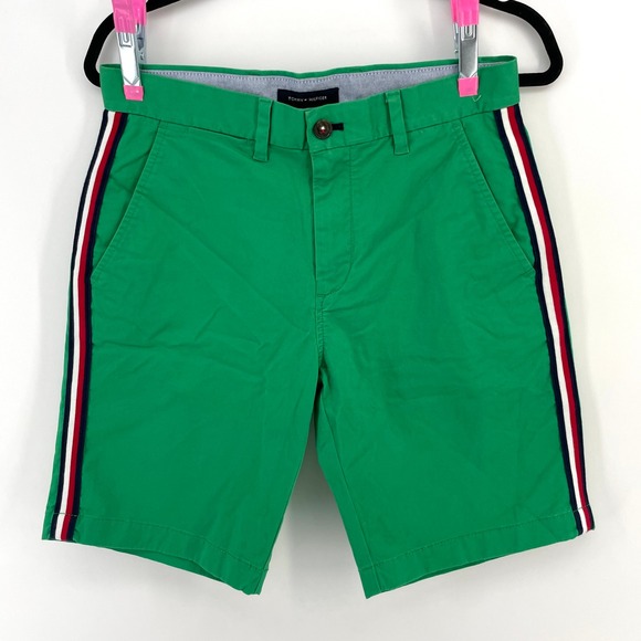 Tommy Hilfiger Other - Tommy Hilfiger Mens Side Stripe Green Chino Shorts Size 29 Nautical Preppy